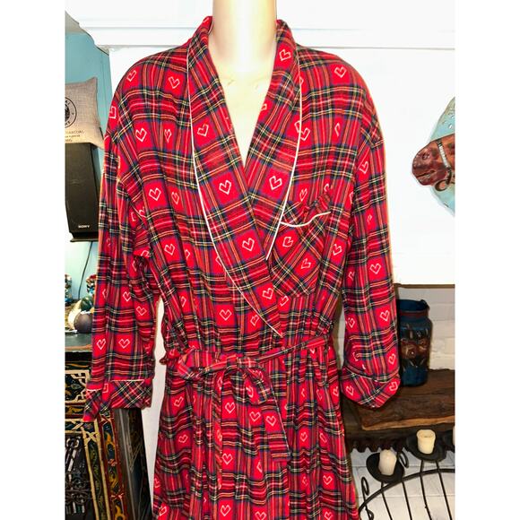 VINTAGE LANZ OF SALZBURG BY EILEEN WEST FLANNEL PLAID ROBE S - Picture 2 of 7